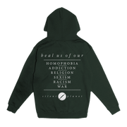 Heal Us Breast Print Hoodie- Green